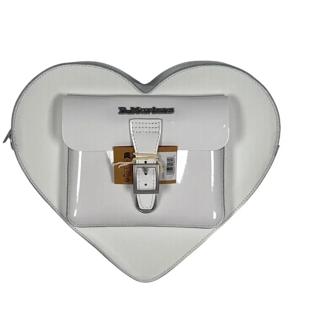 Dr Martens Heart Bag White Kiev Leather Backpack Crossbody NWT‎